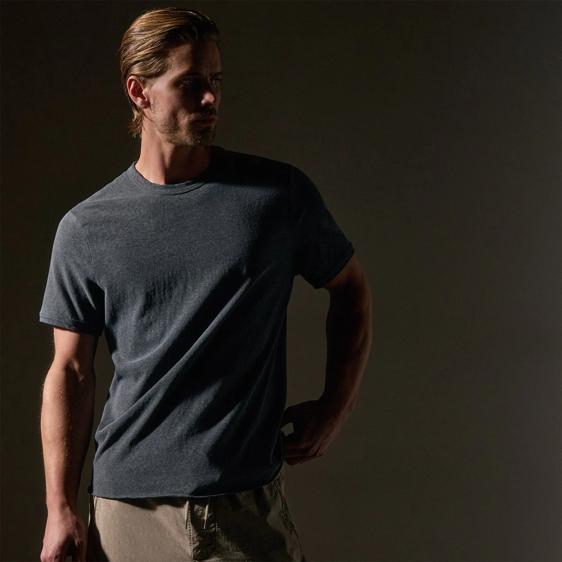 Slub Jersey Short Sleeve Crew - Asphalt Pigment