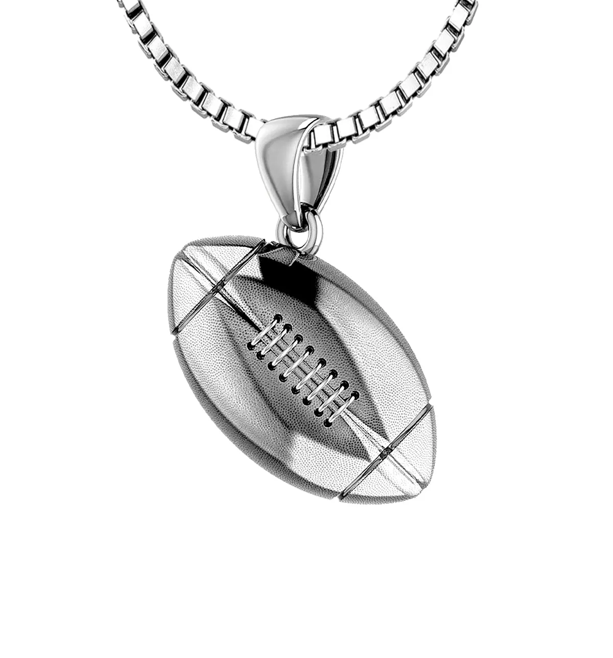 Small 925 Sterling Silver 3D Football Pendant Necklace, 17mm