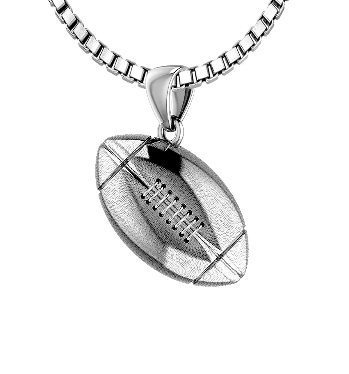 Small 925 Sterling Silver 3D Football Pendant Necklace, 17mm