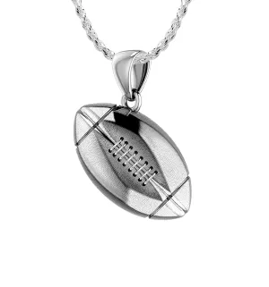 Small 925 Sterling Silver 3D Football Pendant Necklace, 17mm