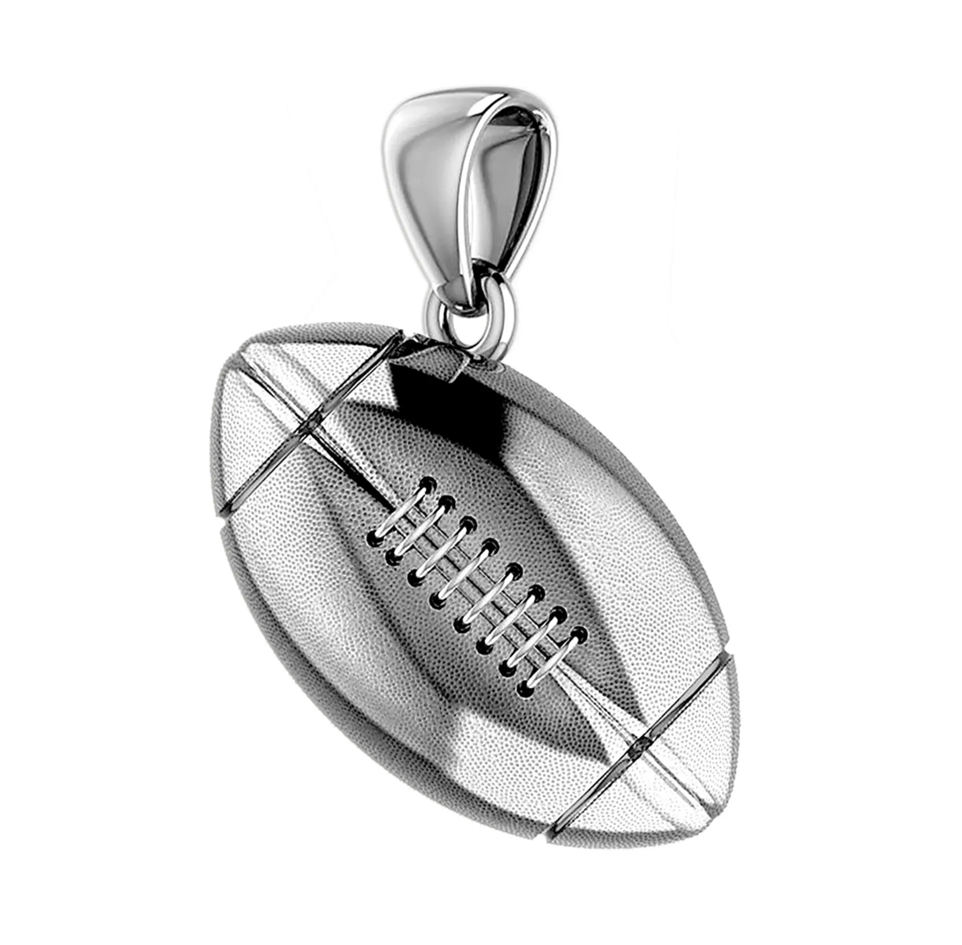 Small 925 Sterling Silver 3D Football Pendant Necklace, 17mm