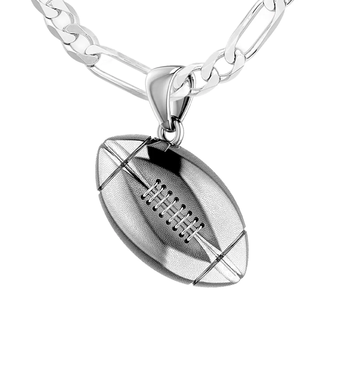 Small 925 Sterling Silver 3D Football Pendant Necklace, 17mm