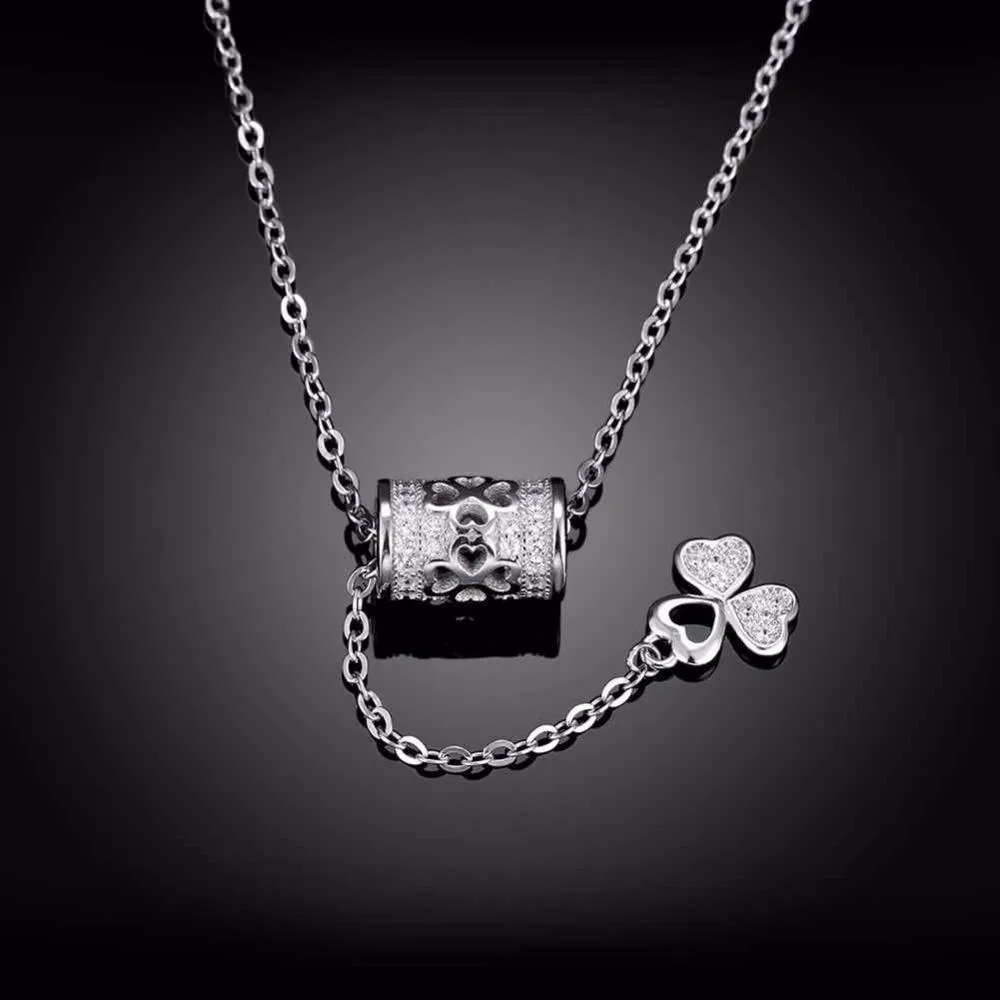 Solid 925 Sterling Silver Necklace Flower Pattern Fashion Party Jewelry Necklaces & Pendants For Women