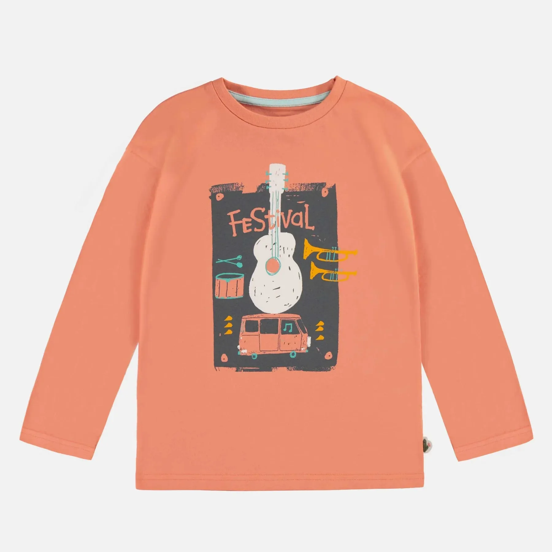 Souris Mini Boys Long Sleeve Music T-Shirt - Orange