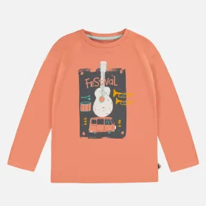 Souris Mini Boys Long Sleeve Music T-Shirt - Orange