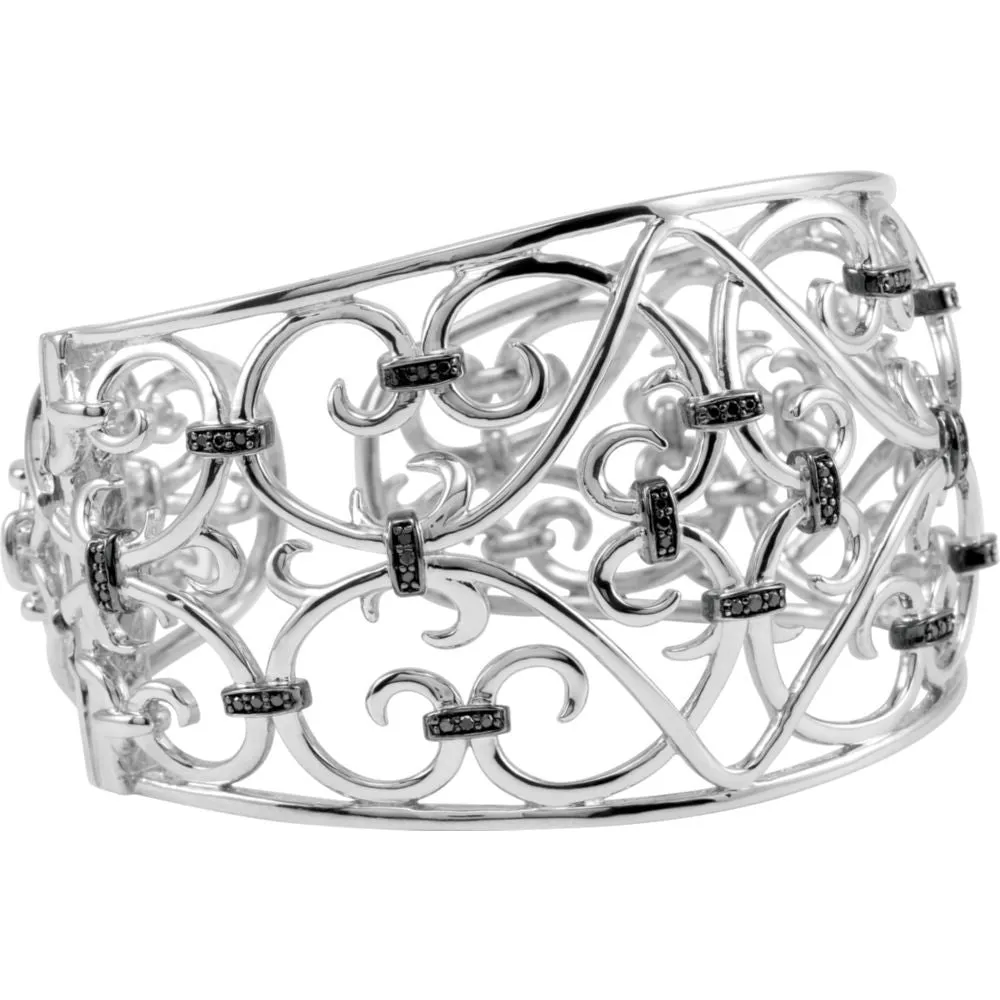 Sterling Silver Filigree Scroll Cuff Bracelet