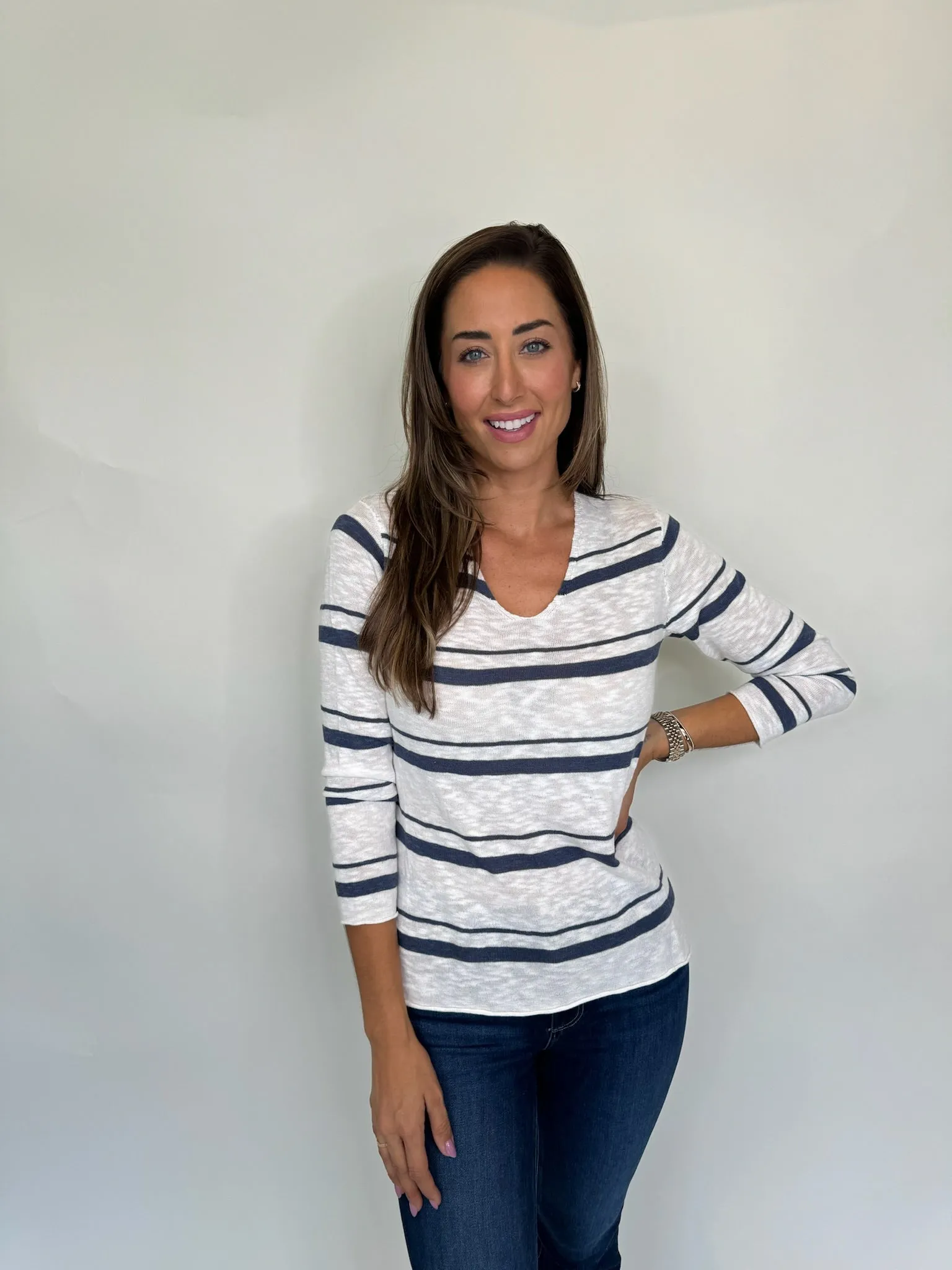 Stitch Drop Zipline Stripe Sweater