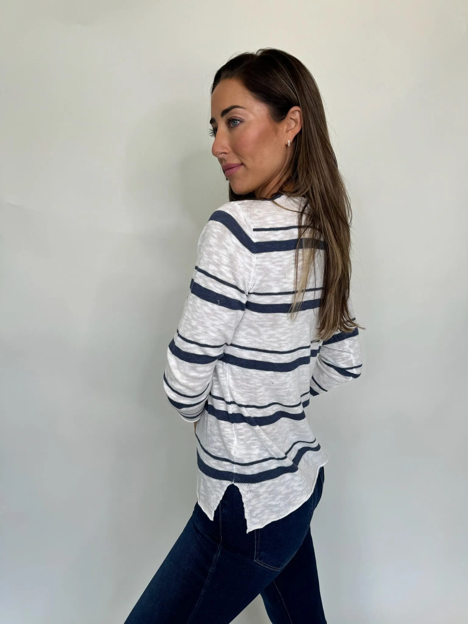 Stitch Drop Zipline Stripe Sweater