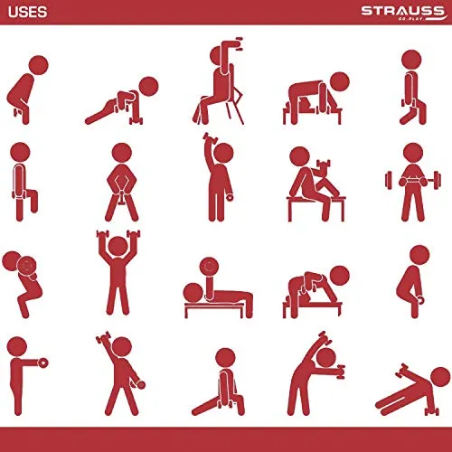 Strauss Vinyl Dumbbell, 2 KG (Pair), 1 KG Each, (Red)