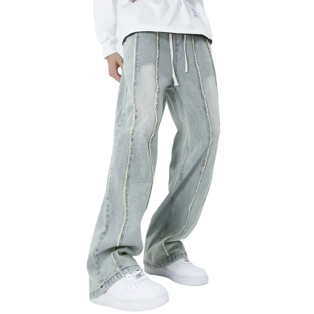 Street Stripe Embroidery Casual Jeans