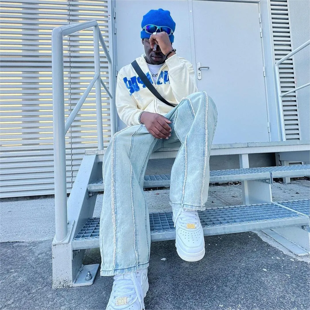 Street Stripe Embroidery Casual Jeans