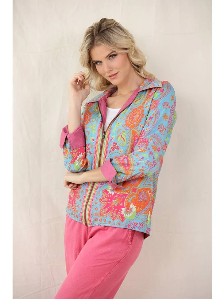 Sunset Embroidered Jacket & Pants - Pink