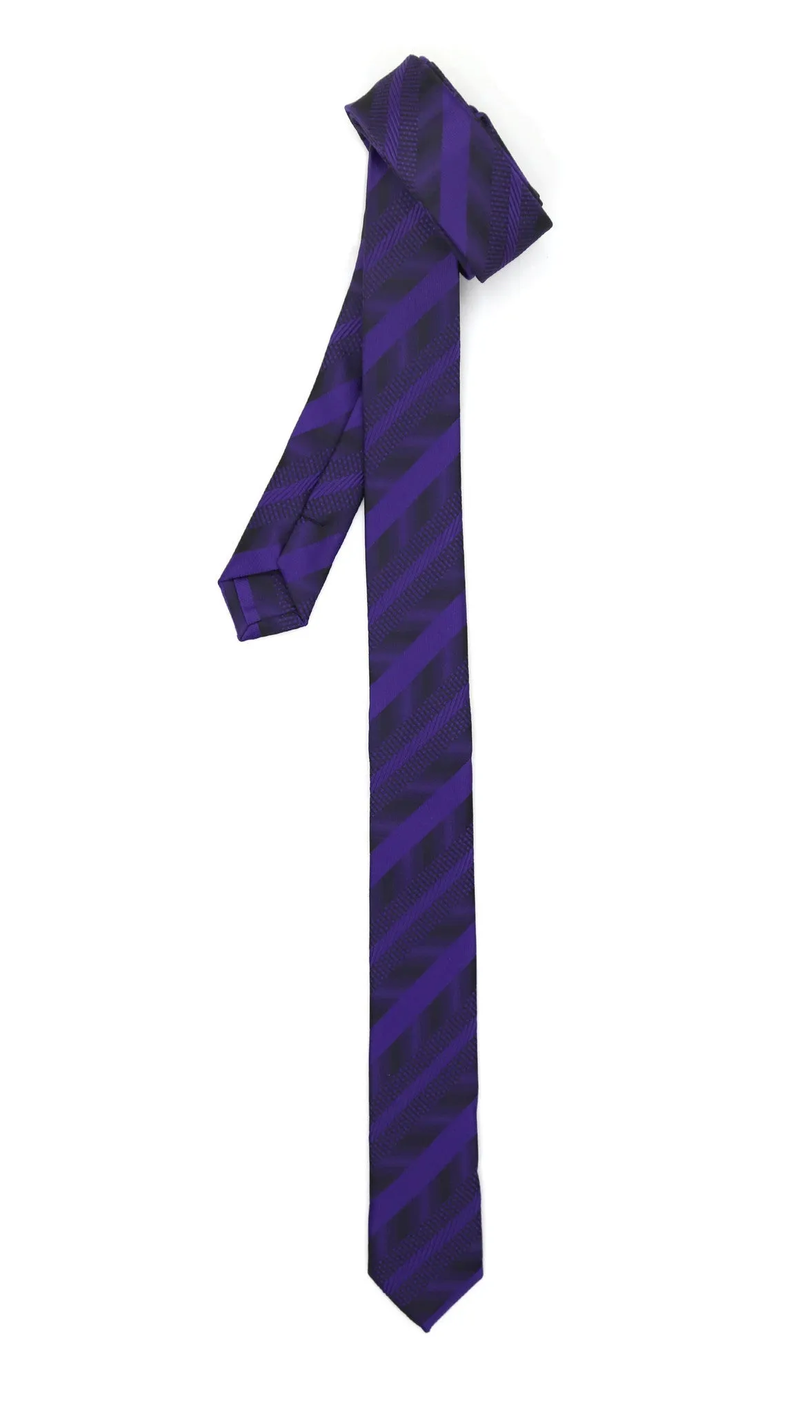 Super Skinny Stripe Purple Black Slim Tie