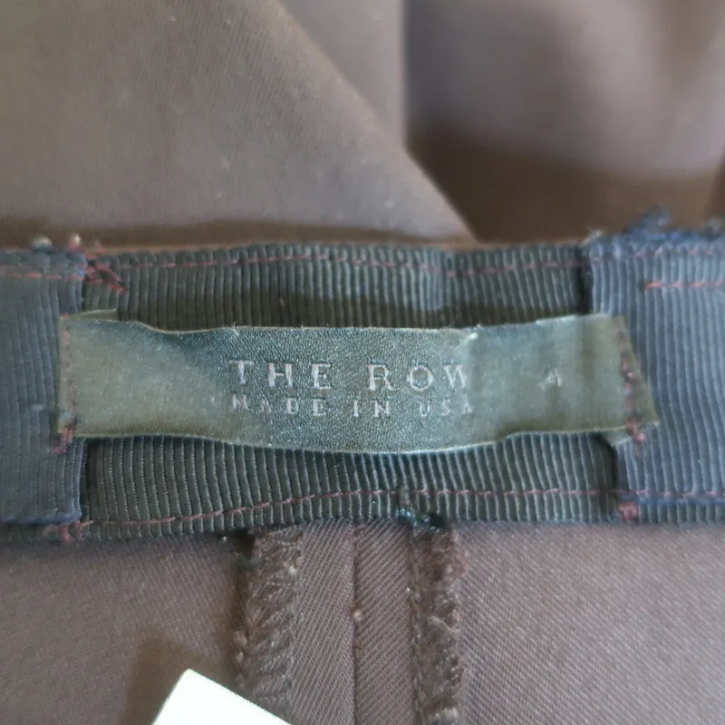 The Row Pintuck Cropped Pants Dark Brown Stretch Crepe Size 4