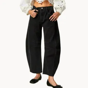Thea - vintage wash knee stripe detail ladies trousers