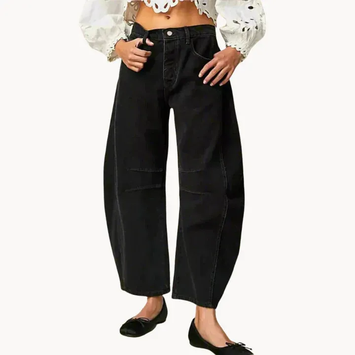 Thea - vintage wash knee stripe detail ladies trousers