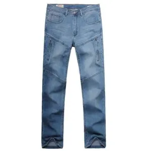 Thin Loose Straight Leg Multi-Pockets Plus Size Elastic Jean