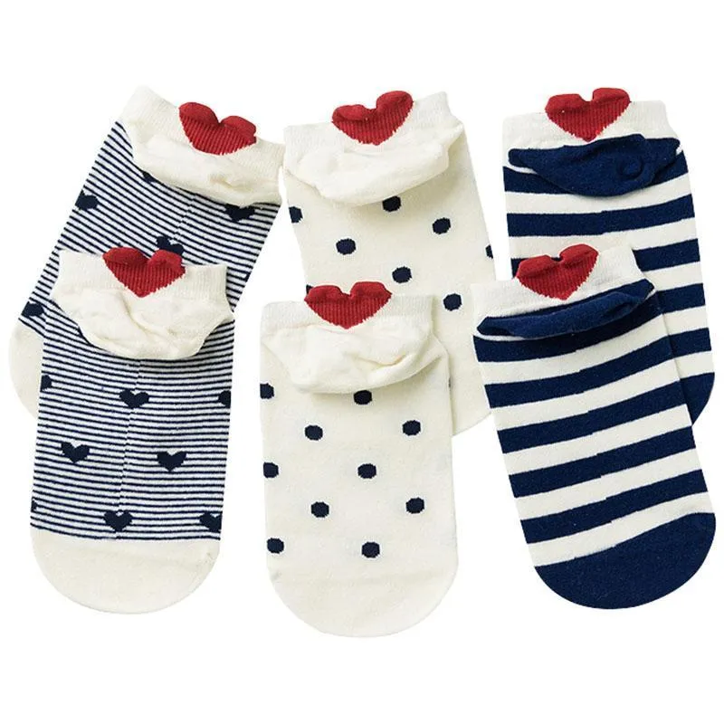 Three (3) Pairs Cute Red Heart Funny Warm Socks