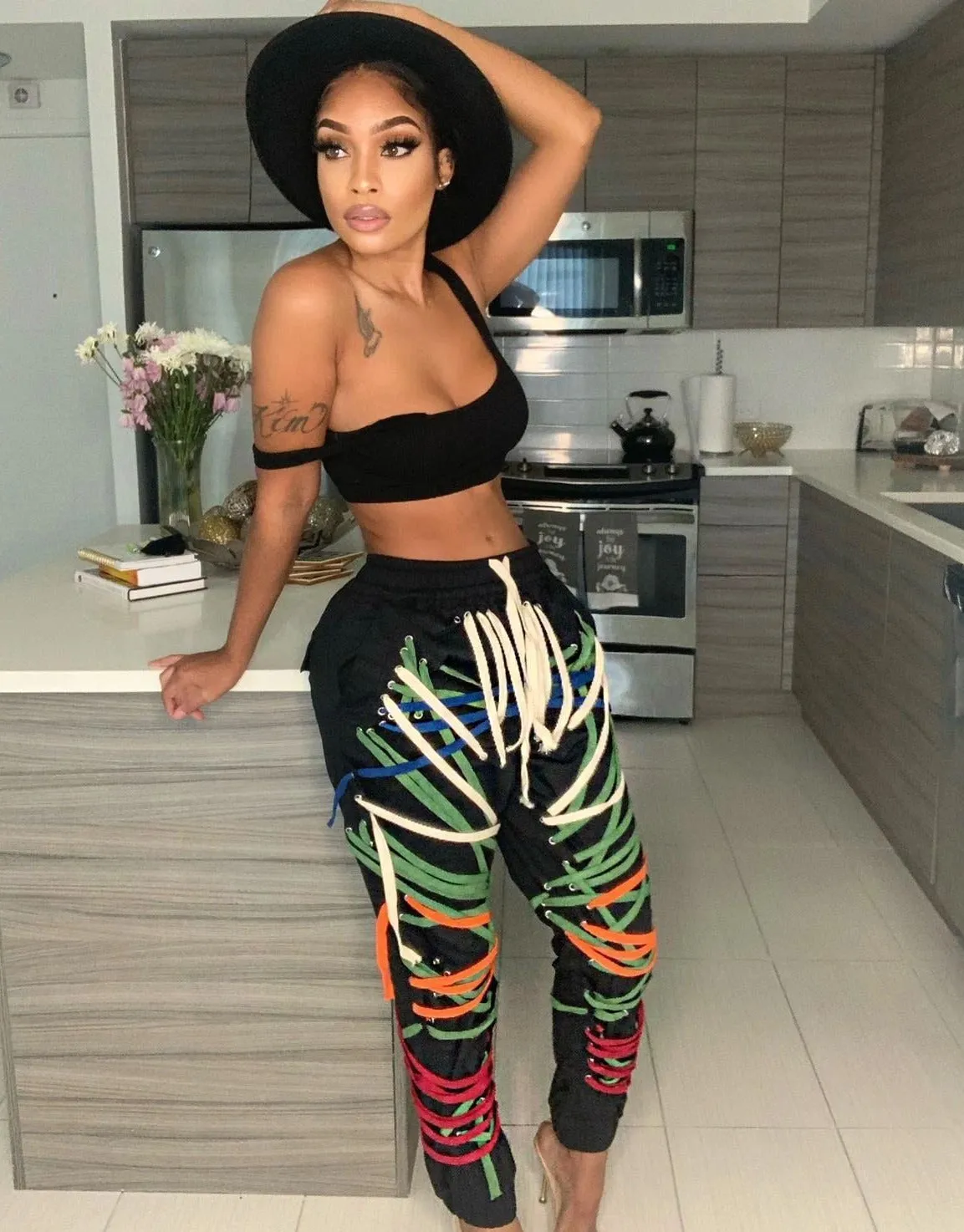 Tied Up Lace Up Jogger Sweatpants