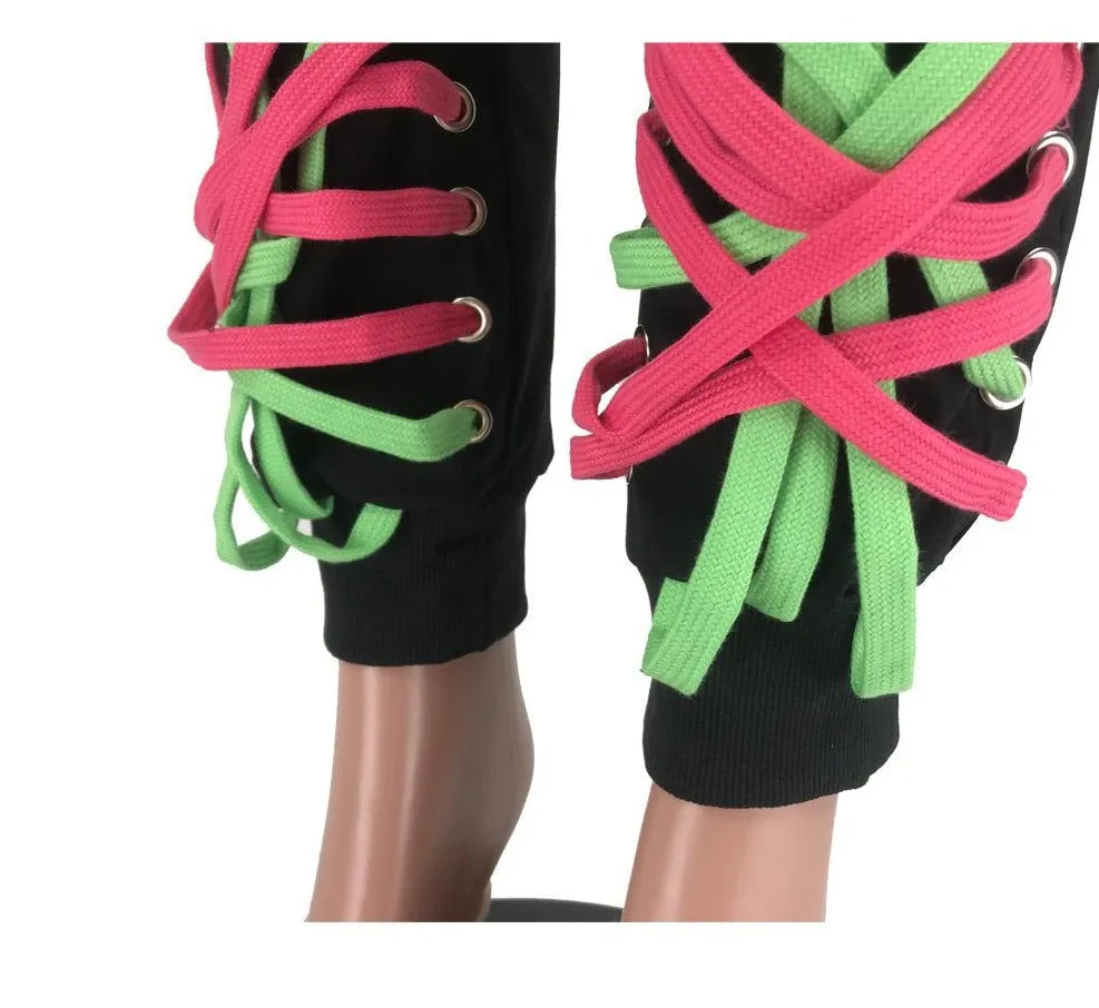 Tied Up Lace Up Jogger Sweatpants