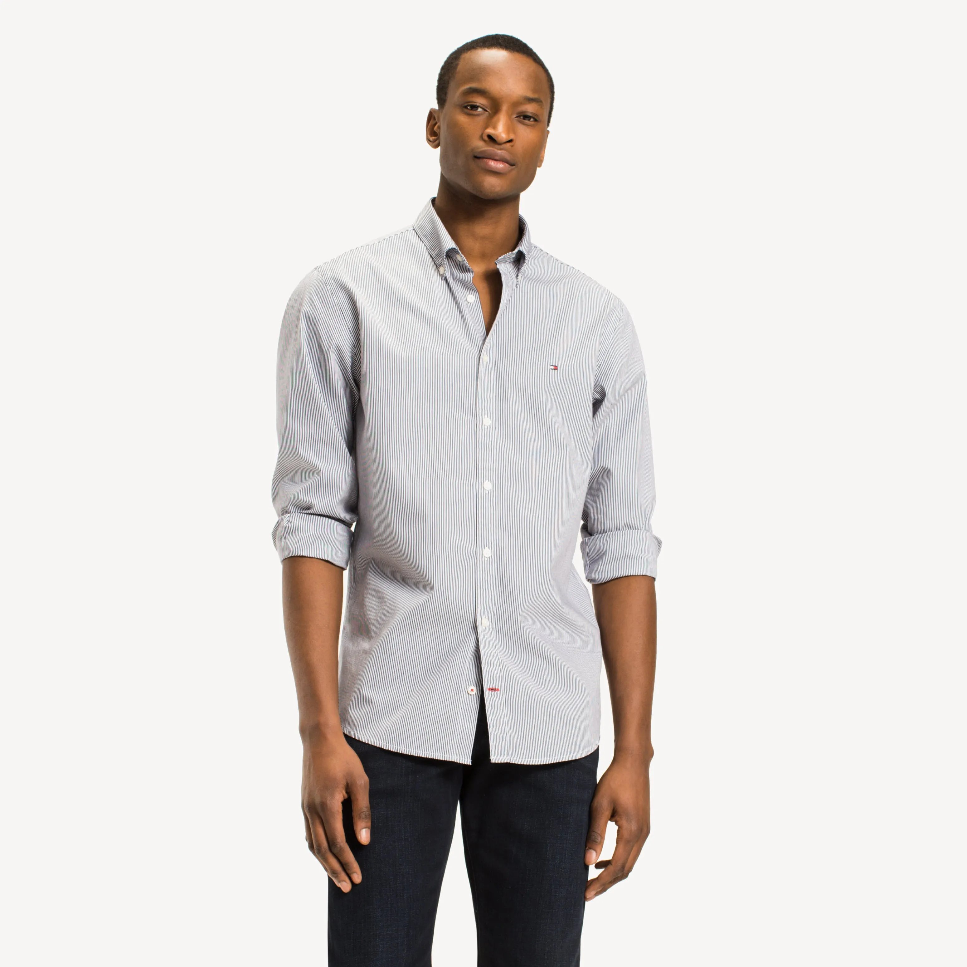 Tommy Hilfiger Mens Core Stripe Shirt - Peacoat/White