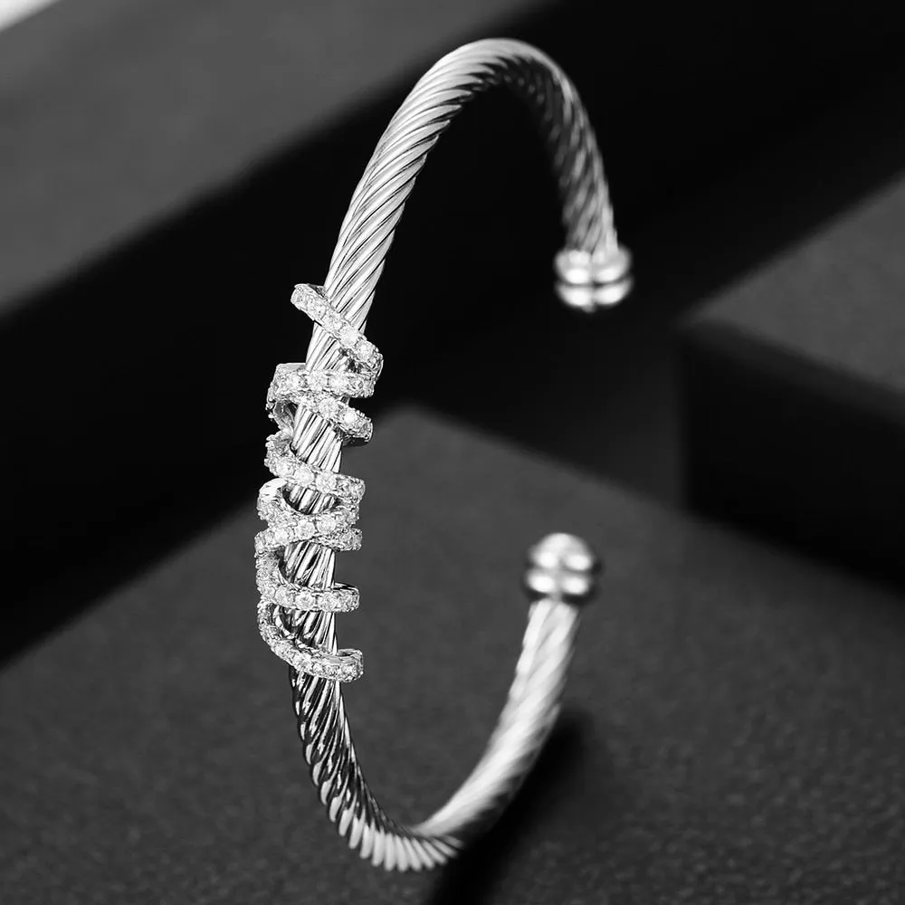 Trendy & Beautiful Diva Bangle Bracelet With Crystal
