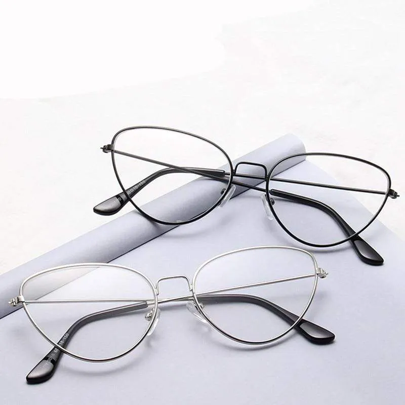 Trendy Clear Lens Vintage Cat Eye Glasses