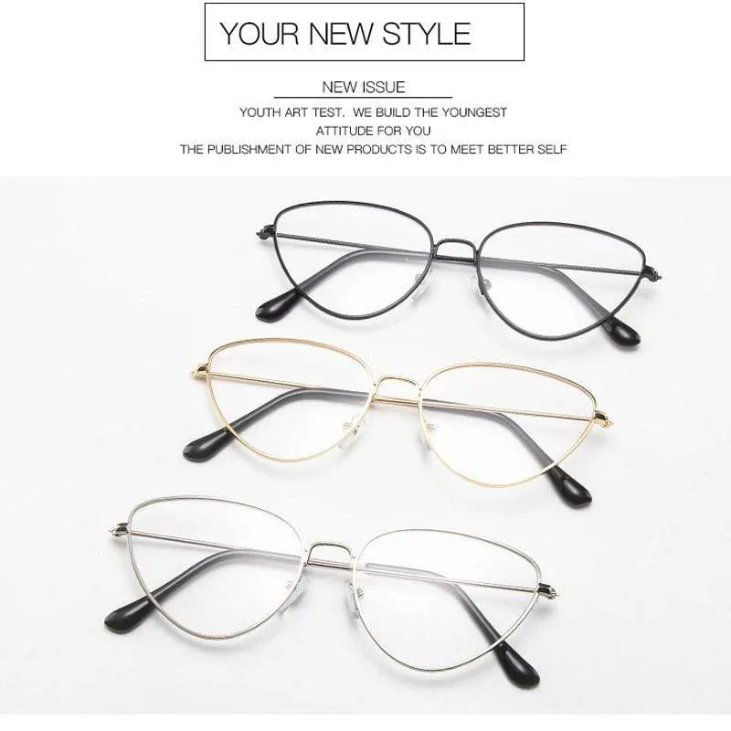 Trendy Clear Lens Vintage Cat Eye Glasses