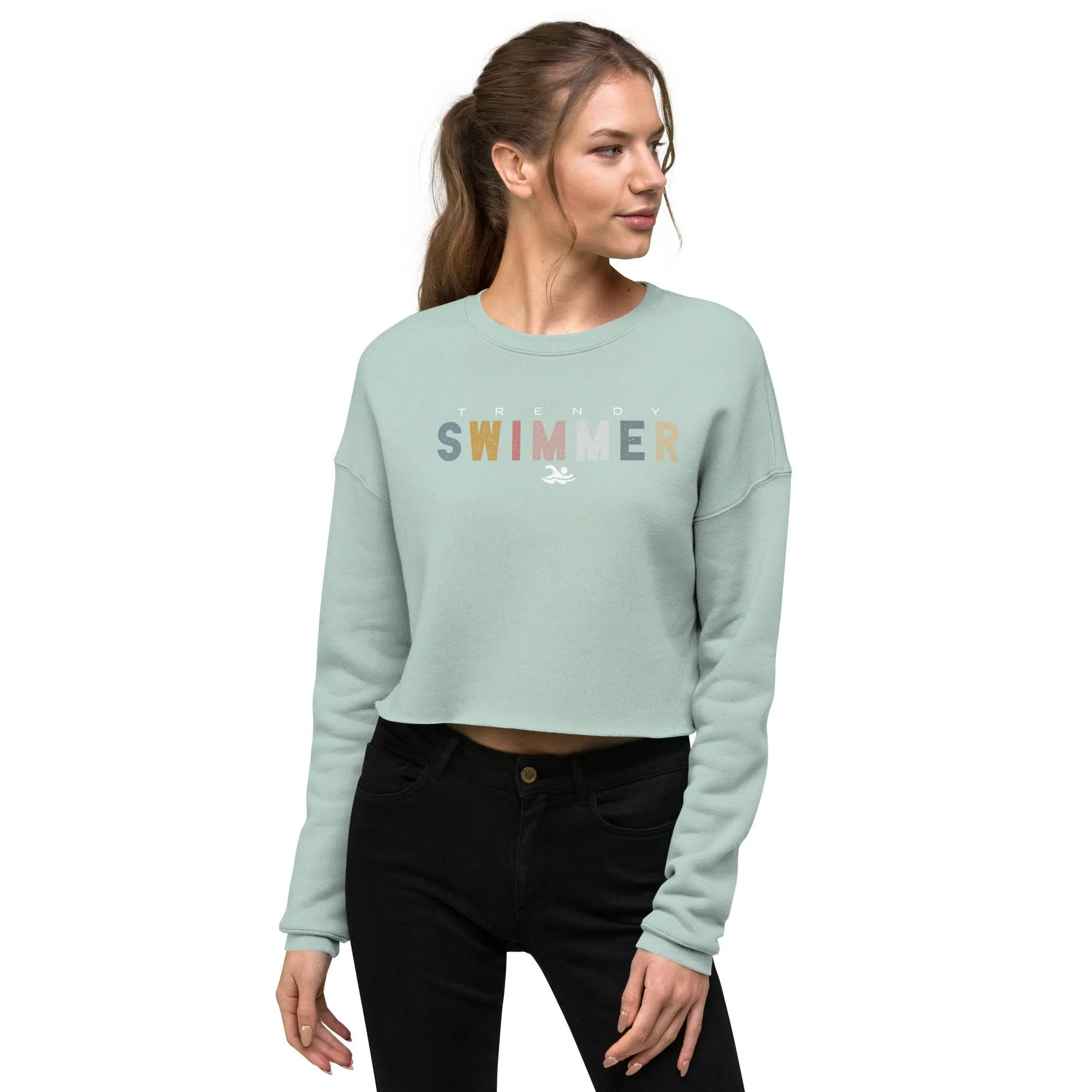 TrendySwimmer Crop Top Sweatshirt