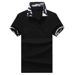 Turndown Collar Comfy Camo Printed Collar Golf Shirt