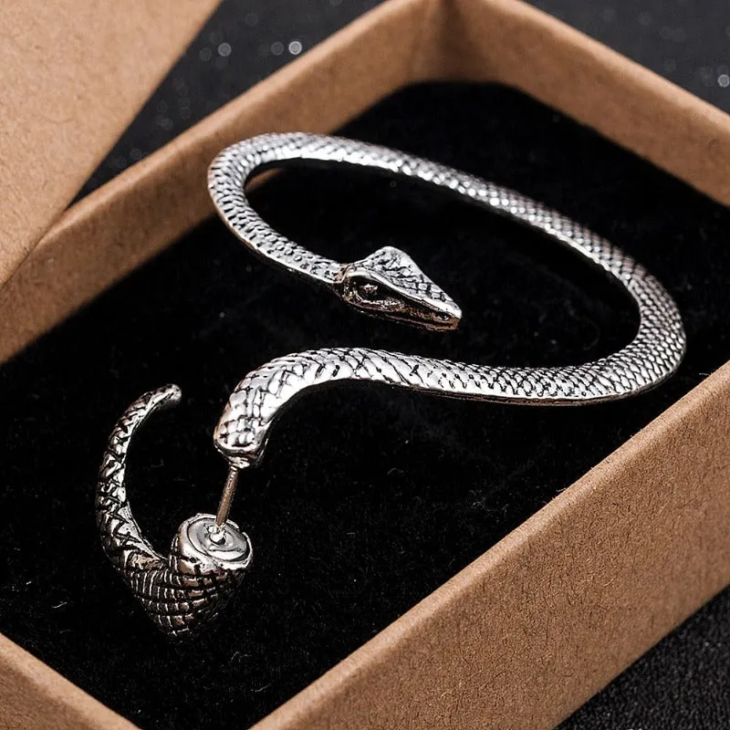 Unique Silver Snake Earrings For Women Anniversary Jewelry