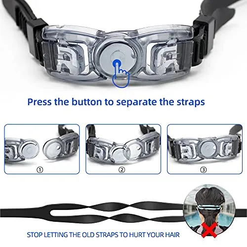 Uniswim Swiming Goggles and Cap Set for Men, Professional Swim Goggles Anti Fog Leakproof UV Protection Clear Wide View, Solid Silicone Swimming Cap for Adults Long Hair Waterproof - Black