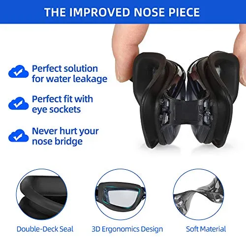 Uniswim Swiming Goggles and Cap Set for Men, Professional Swim Goggles Anti Fog Leakproof UV Protection Clear Wide View, Solid Silicone Swimming Cap for Adults Long Hair Waterproof - Black