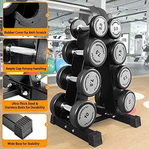 Uprimu A-Frame Dumbbell Rack，4 Tier Weight Rack for Dumbbells, Rack Stand Dumbbell Weight Storage for Home Gym (300-Pound Weight Capacity)