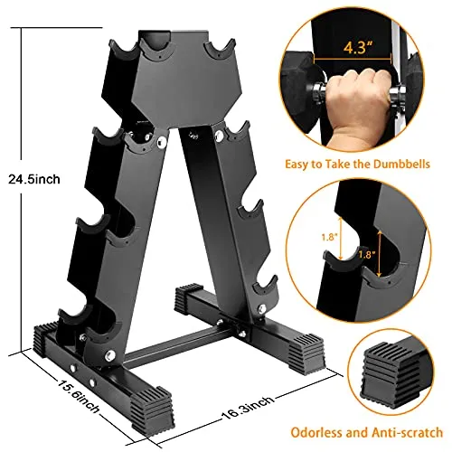 Uprimu A-Frame Dumbbell Rack，4 Tier Weight Rack for Dumbbells, Rack Stand Dumbbell Weight Storage for Home Gym (300-Pound Weight Capacity)