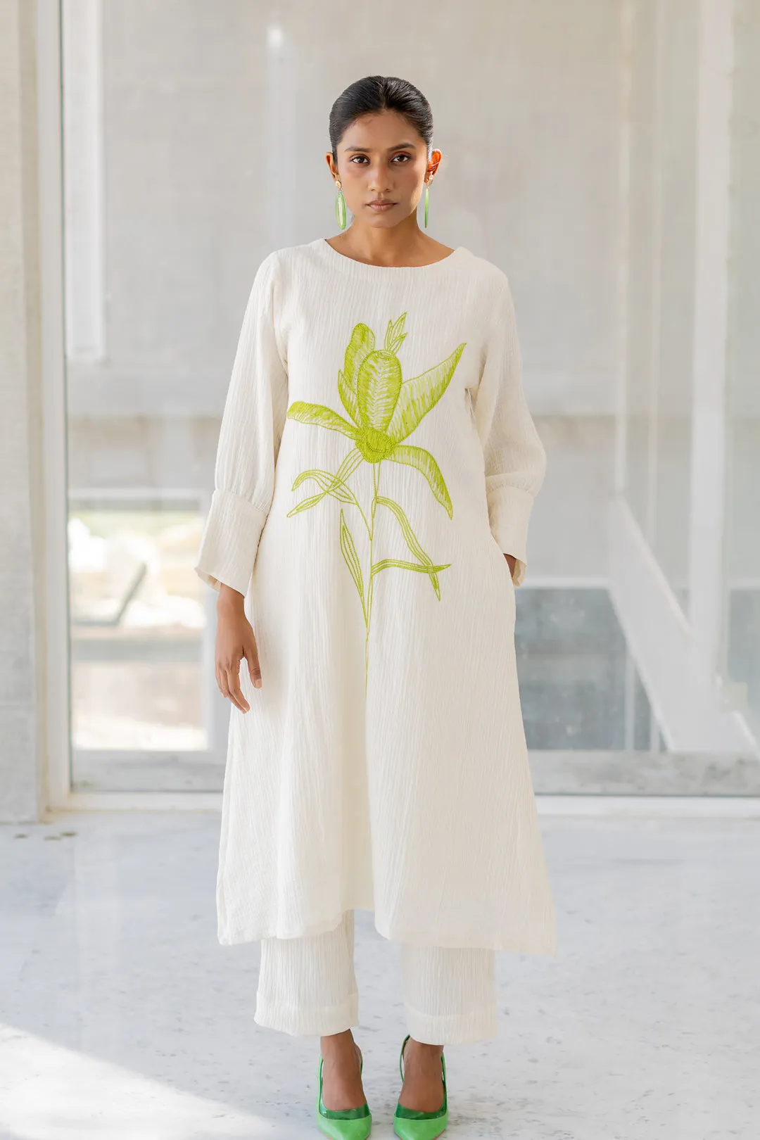 Vanilla Mist Embroidered Kurta Set