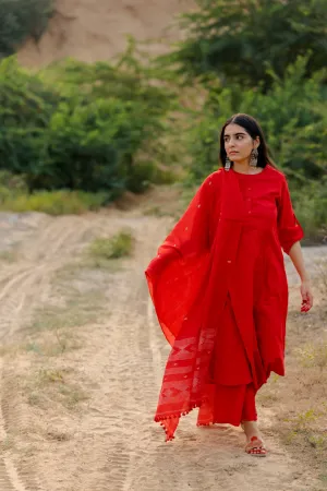 Vivid Red Kurta Set