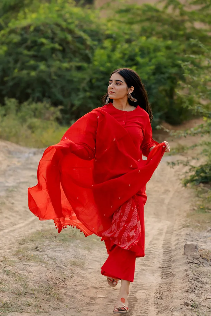 Vivid Red Kurta Set