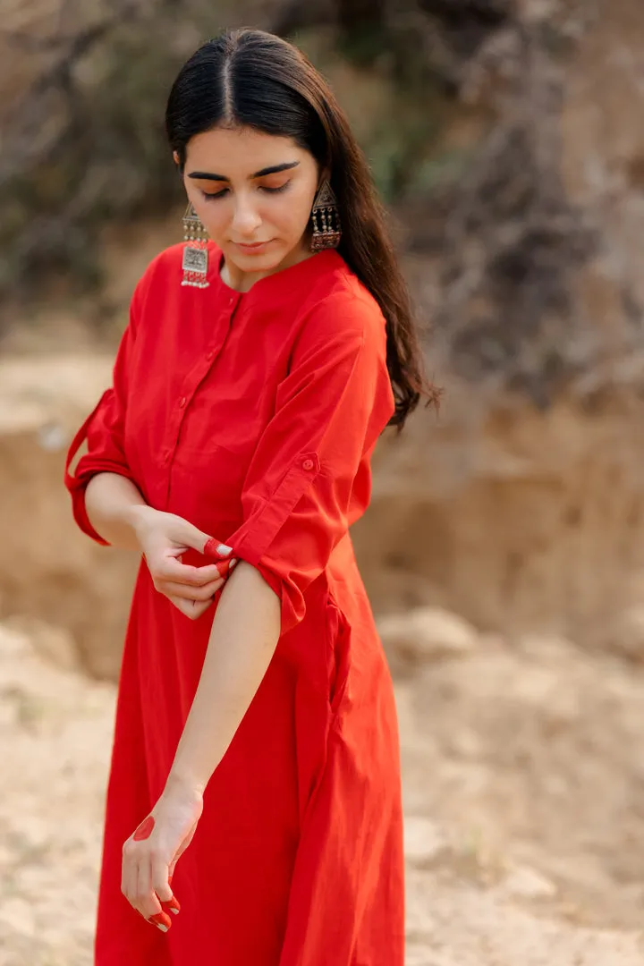 Vivid Red Kurta Set