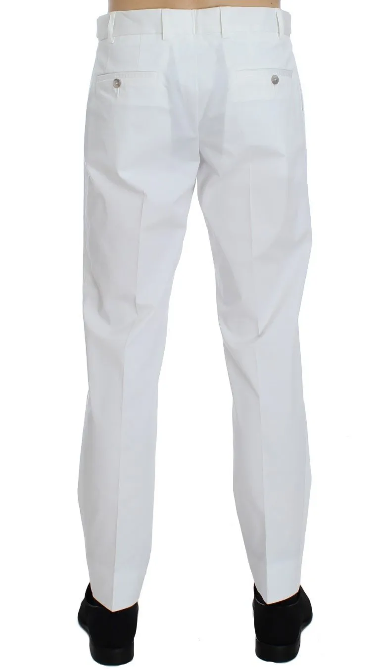 White Cotton Stretch Chinos Pants