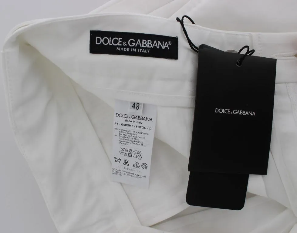 White Cotton Stretch Chinos Pants