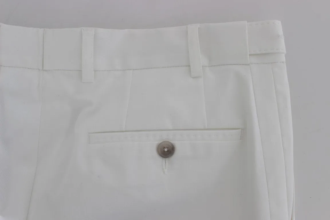 White Cotton Stretch Chinos Pants