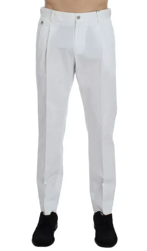 White Cotton Stretch Chinos Pants