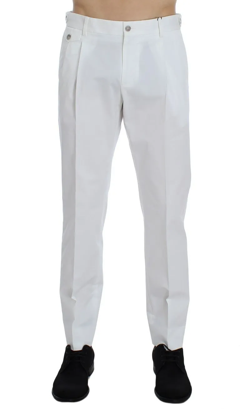 White Cotton Stretch Chinos Pants