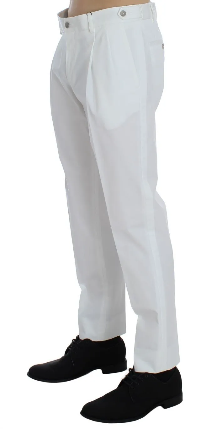 White Cotton Stretch Chinos Pants