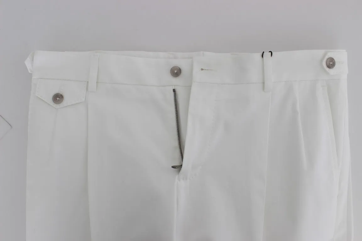 White Cotton Stretch Chinos Pants