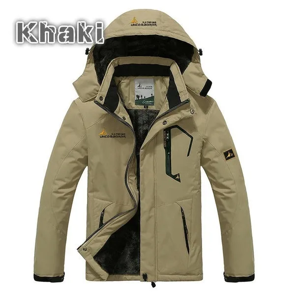 Winter Jacket Men Thick Velvet Warm Coat Windproof Hoodied Jacket