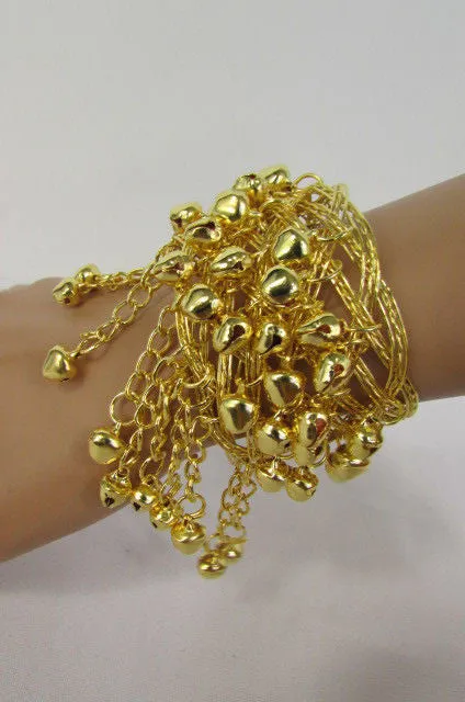 Women Antique Gold Long Metal Roman Cuff Bracelet