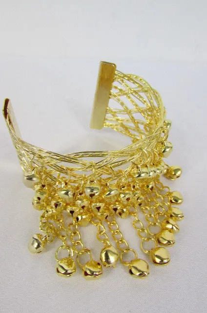 Women Antique Gold Long Metal Roman Cuff Bracelet
