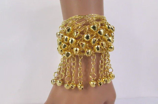 Women Antique Gold Long Metal Roman Cuff Bracelet